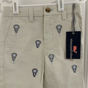 Vineyard Vines Tan Flat Front Shorts with Embroidered Design